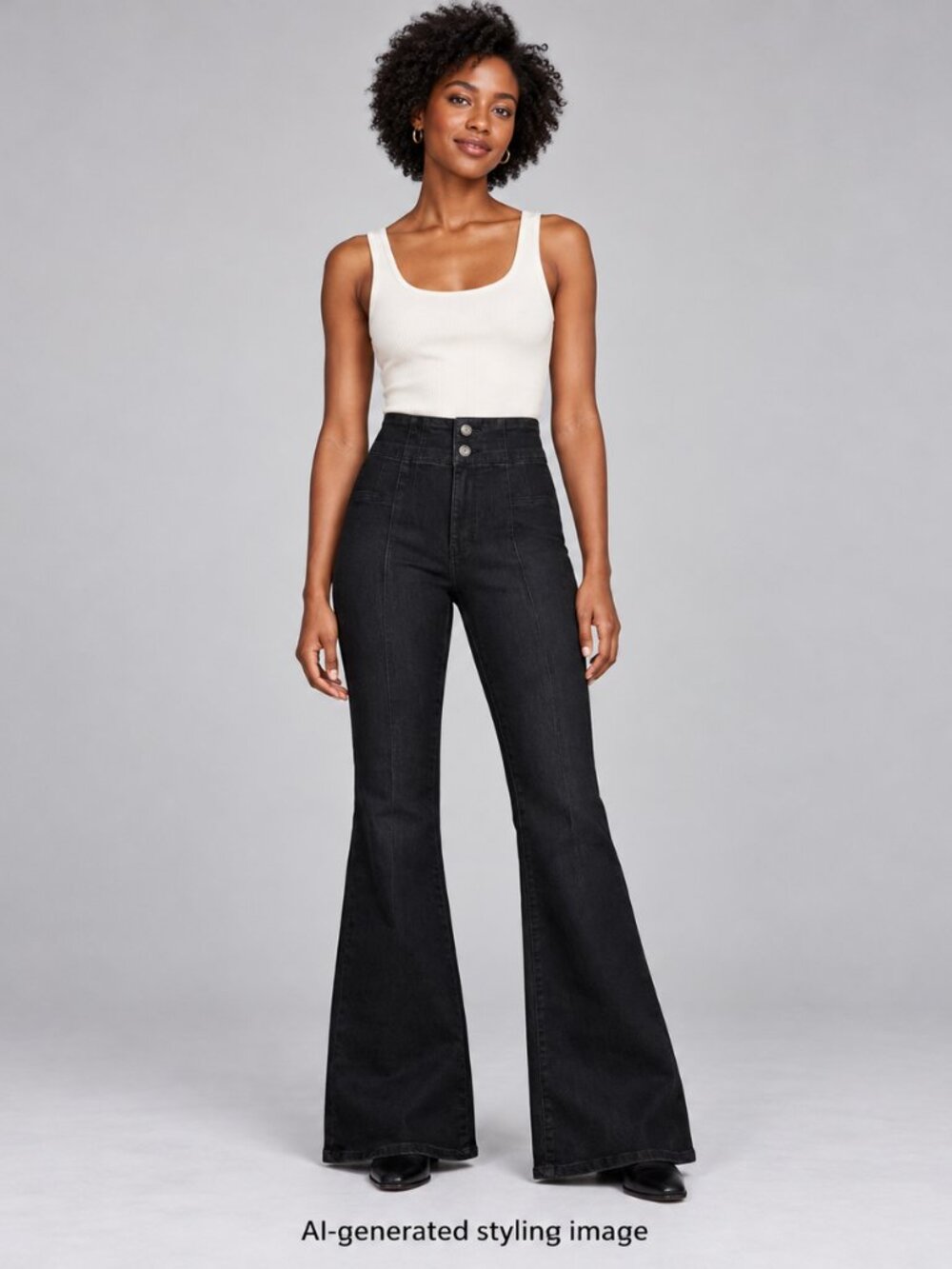 We The Free Black Stretch Flare Jeans Double Button Waist Size 26
